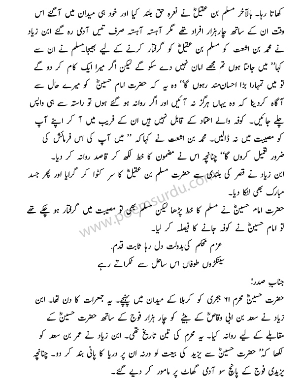 Karbala Essay in Urdu